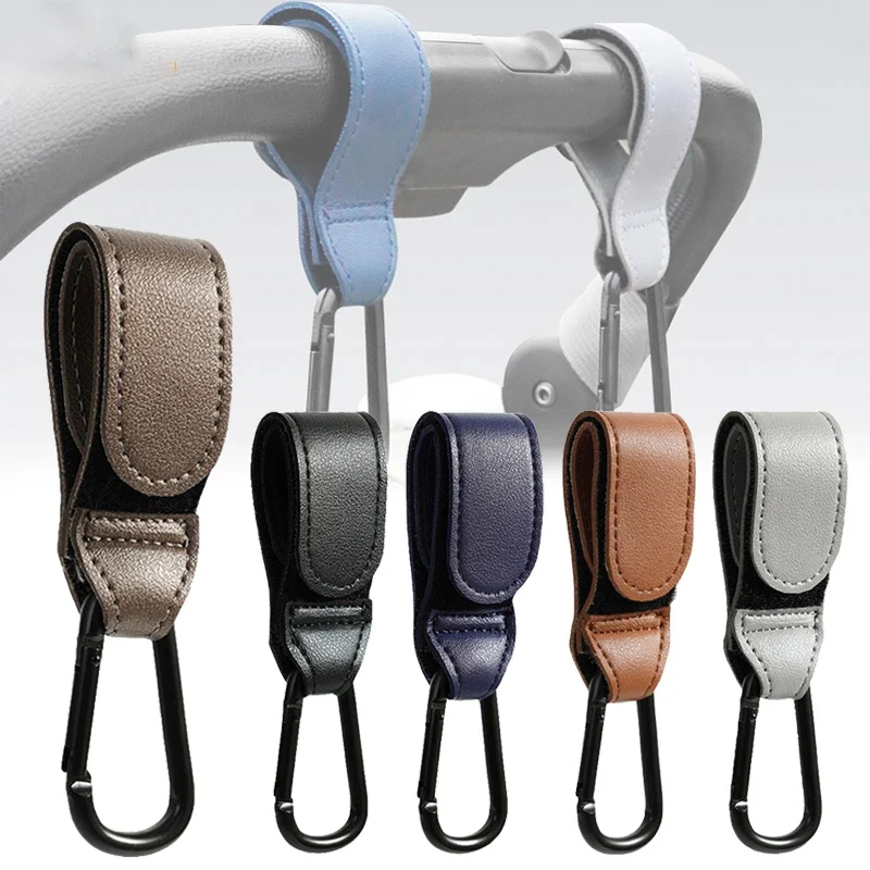 Travel Accessories For Baby - Baby Stroller Hook Fashion PU Leather