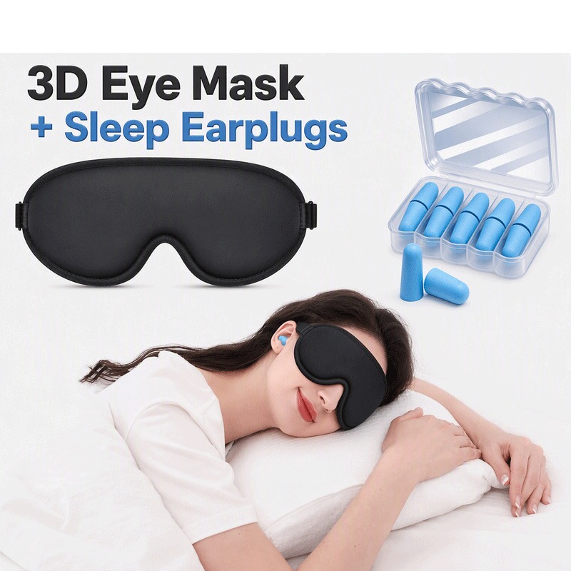 Earplug Set Foam - 3D Contoured Memory Foam Sleep Mask