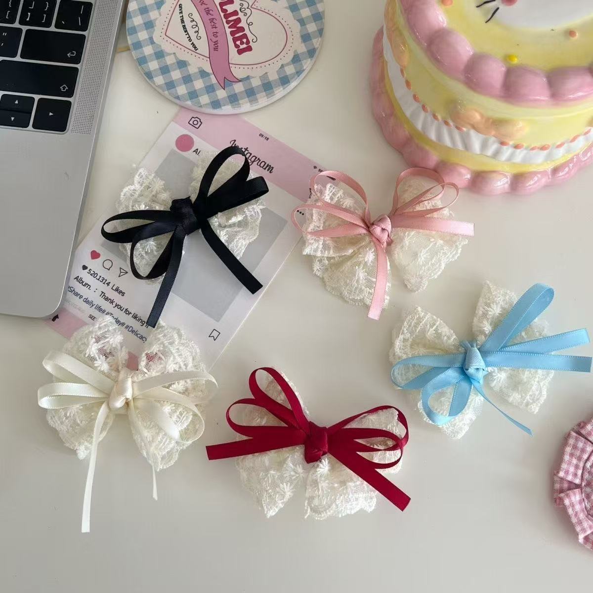 2Pcs Elegant Lace Bow Hairpins - Travel Accessories Aesthetic recension och pris