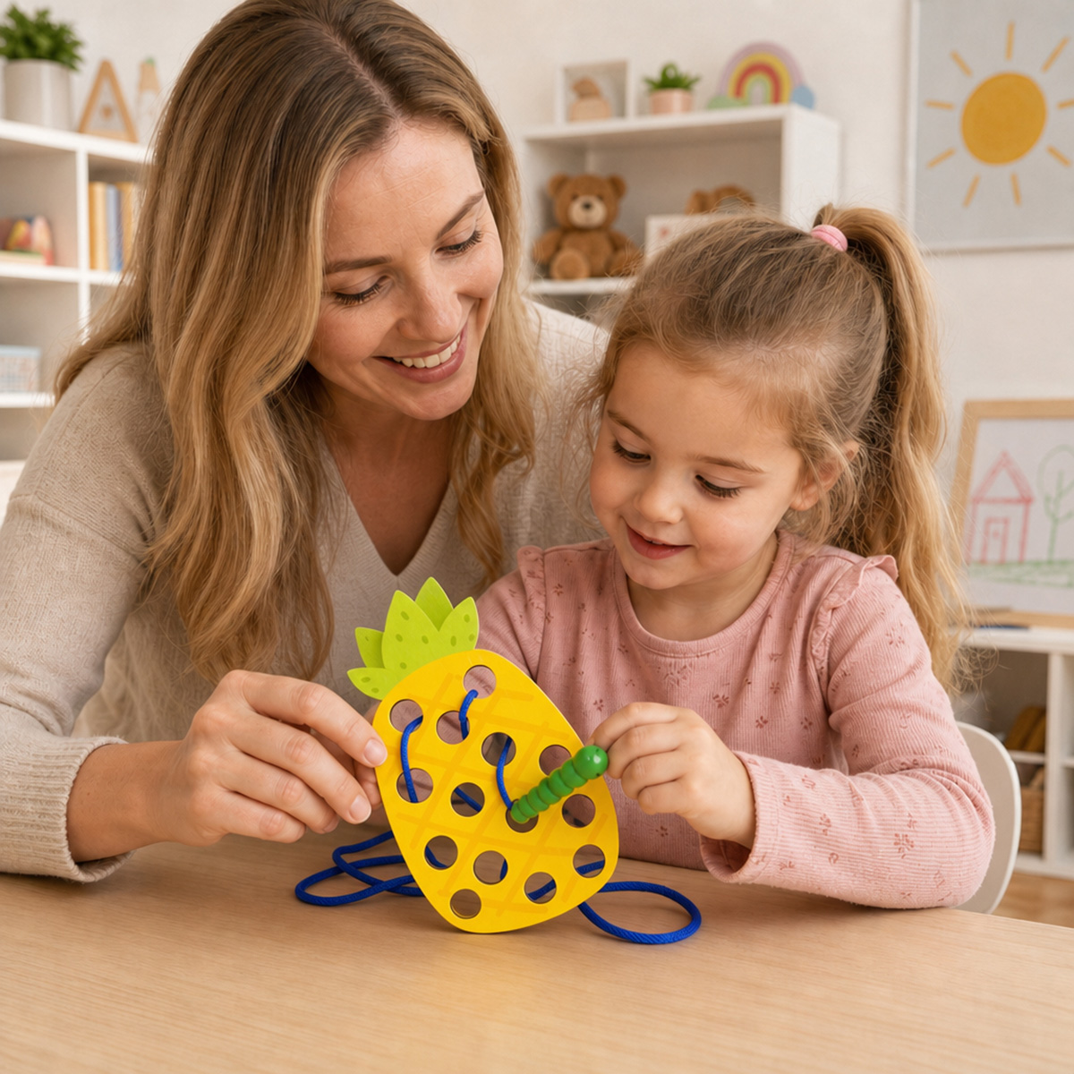 Wooden Lacing Pineapple Thread - Travel Accessories For Baby recension och pris
