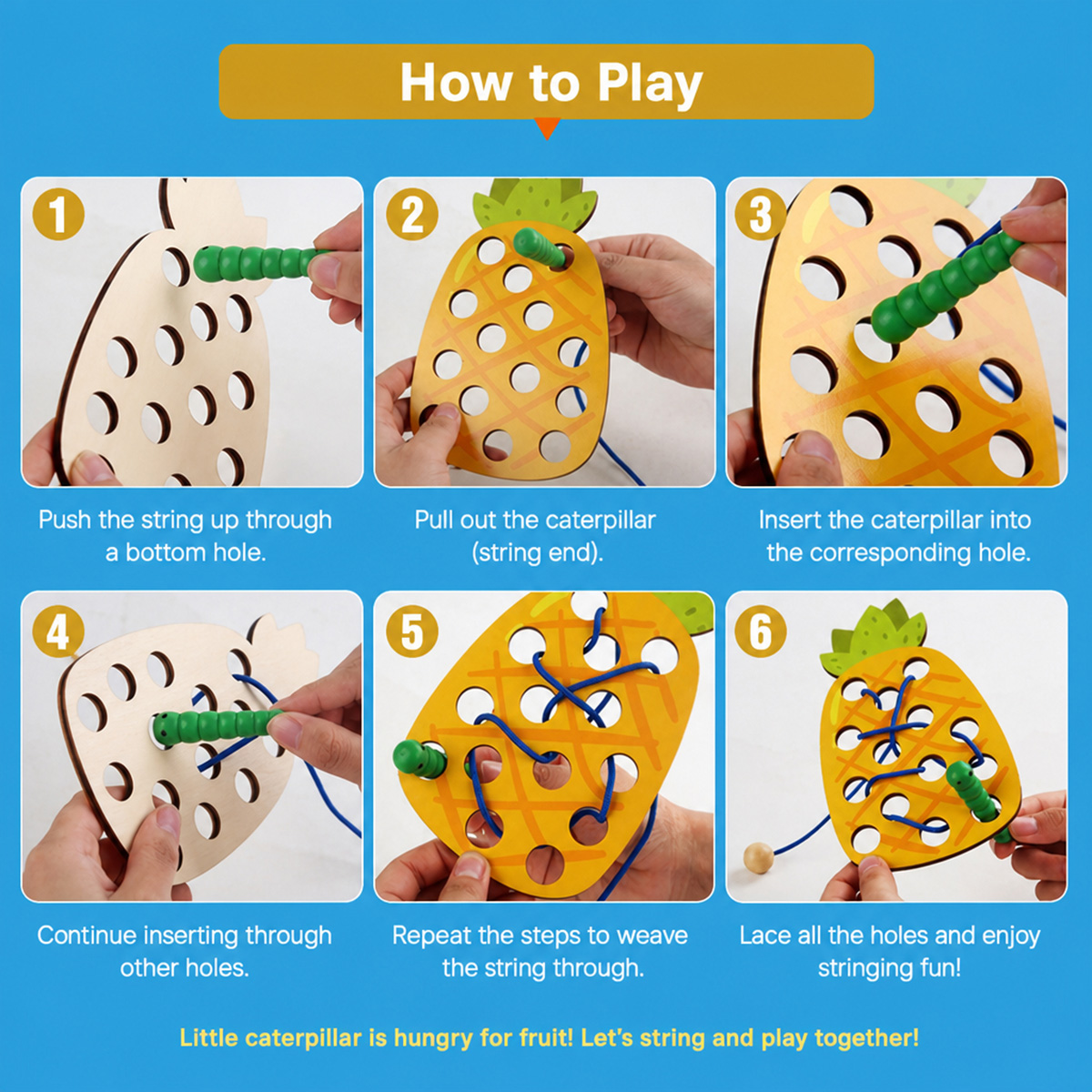 Wooden Lacing Pineapple Thread - Travel Accessories For Baby recension och pris